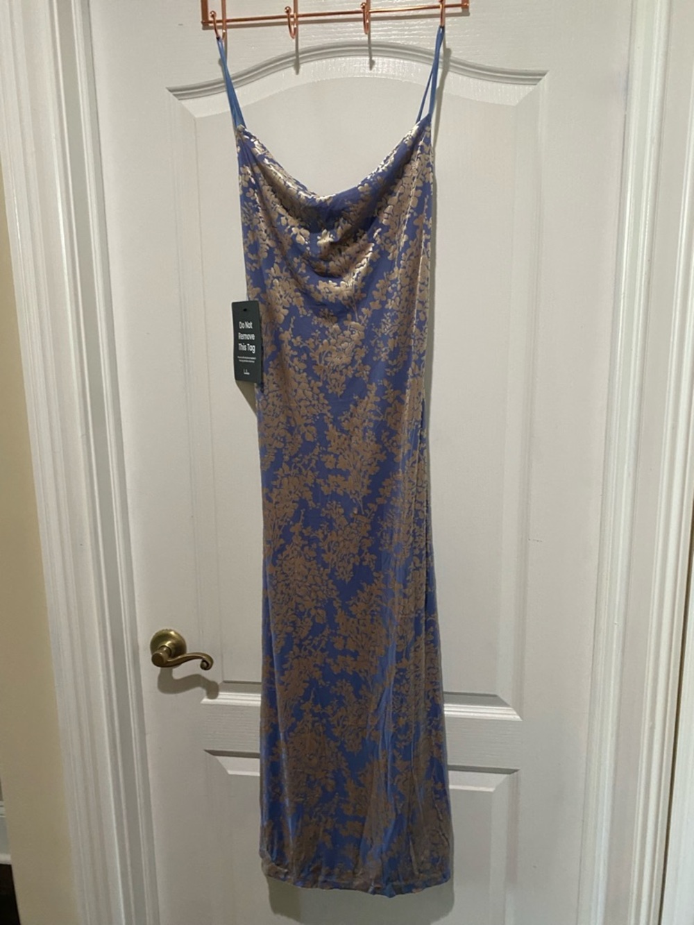 Lucy Blue and Gold /silver Backless Slip Dress